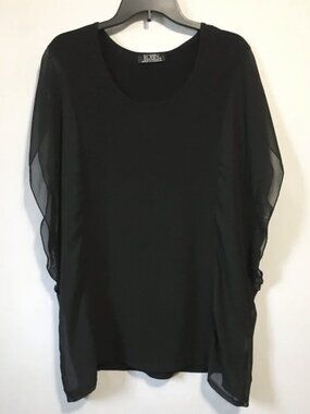 VTG 90s Robin Black Sheer Cascading Tunic Top Whimsigoth Witchy Gothic